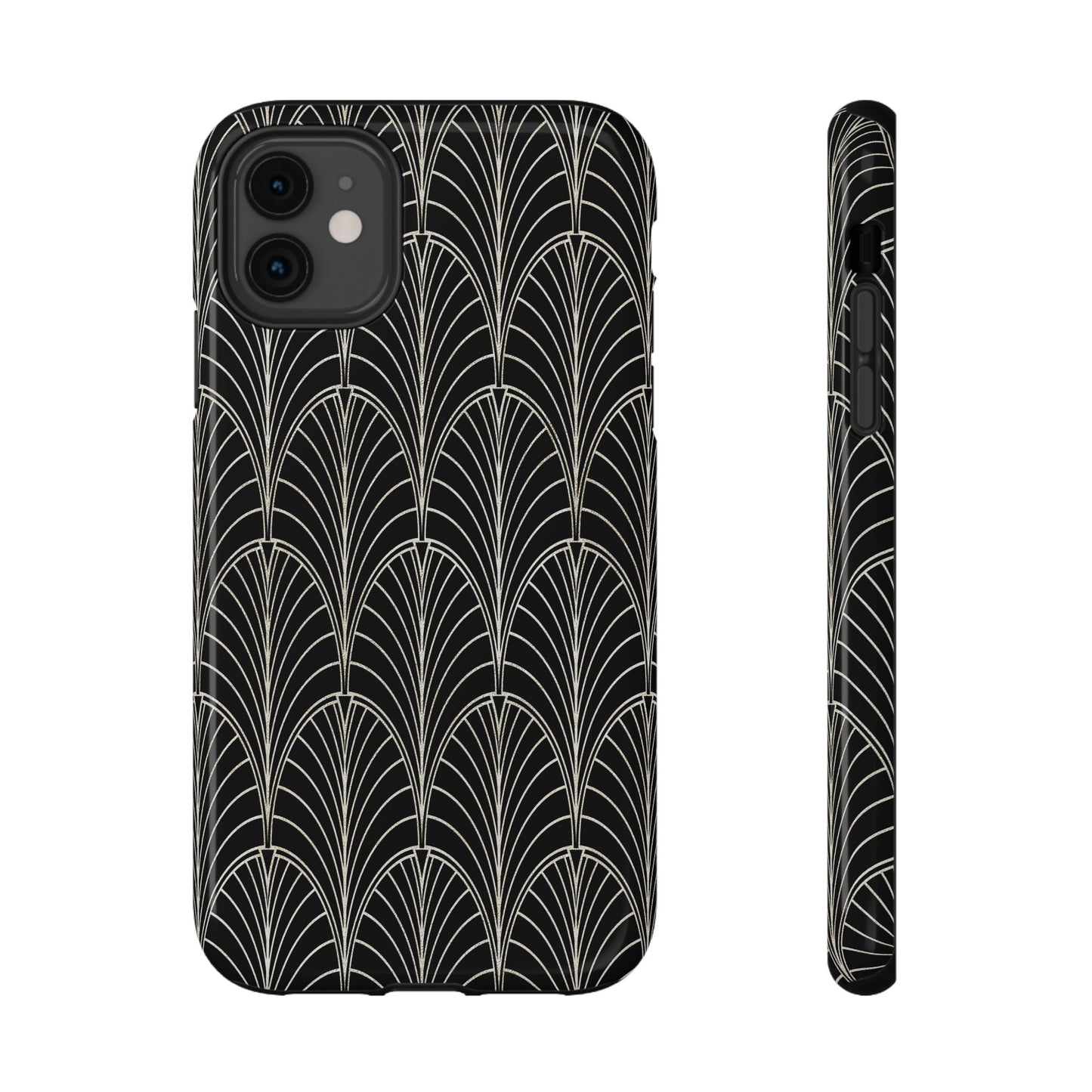 Impact-Resistant Phone Case- Art Deco Black Beige