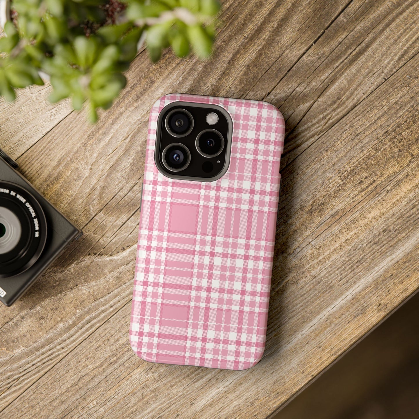 Impact-Resistant Phone Case - Easter Plaid Pink