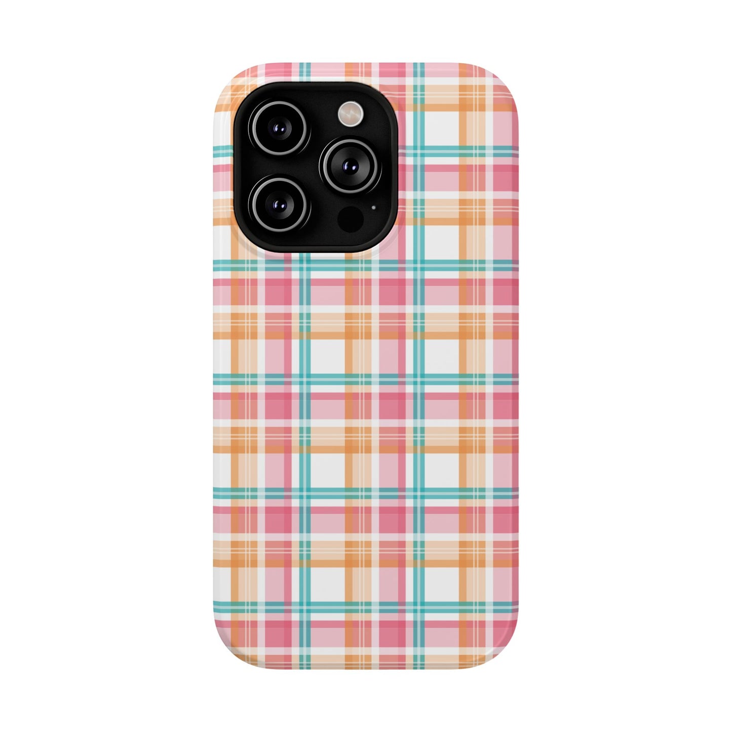 Impact-Resistant Phone Case - Summer Plaid Pink