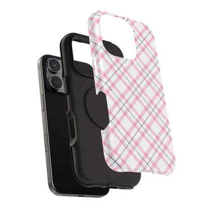 Impact-Resistant Phone Case - Pink Black Plaid