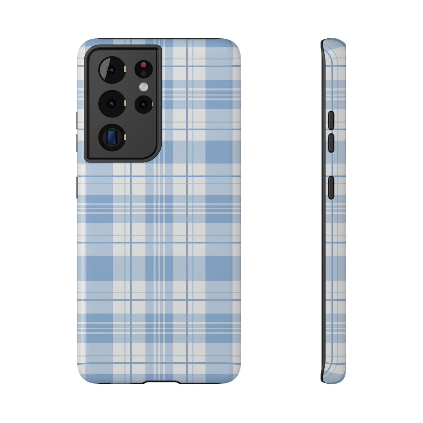 Impact-Resistant Phone Case - Easter Plaid Blue