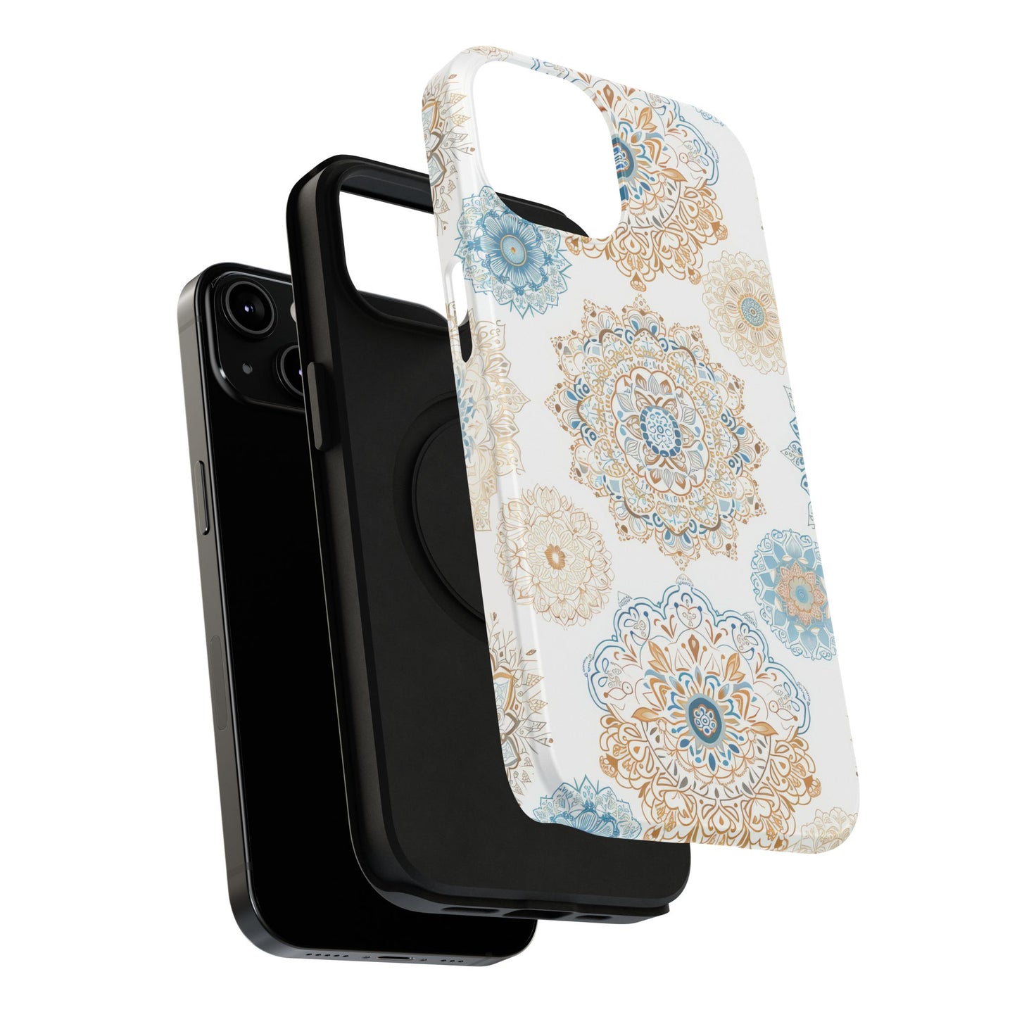 Impact-Resistant Cases, Blue Gold Boho Fun