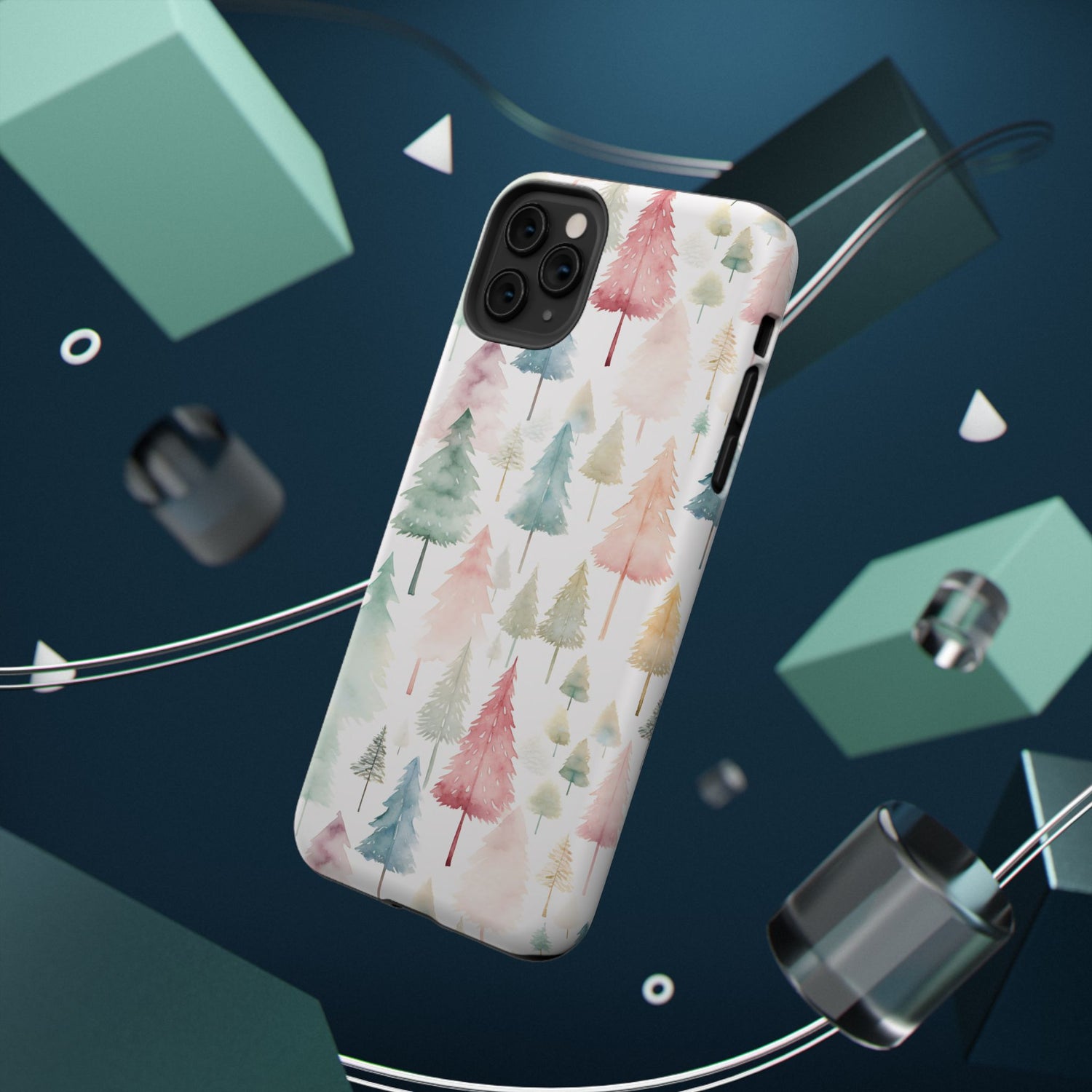Watercolor Christmas Trees Impact-Resistant Phone Case, iPhone, Samsung