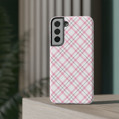 Impact-Resistant Phone Case - Pink Black Plaid