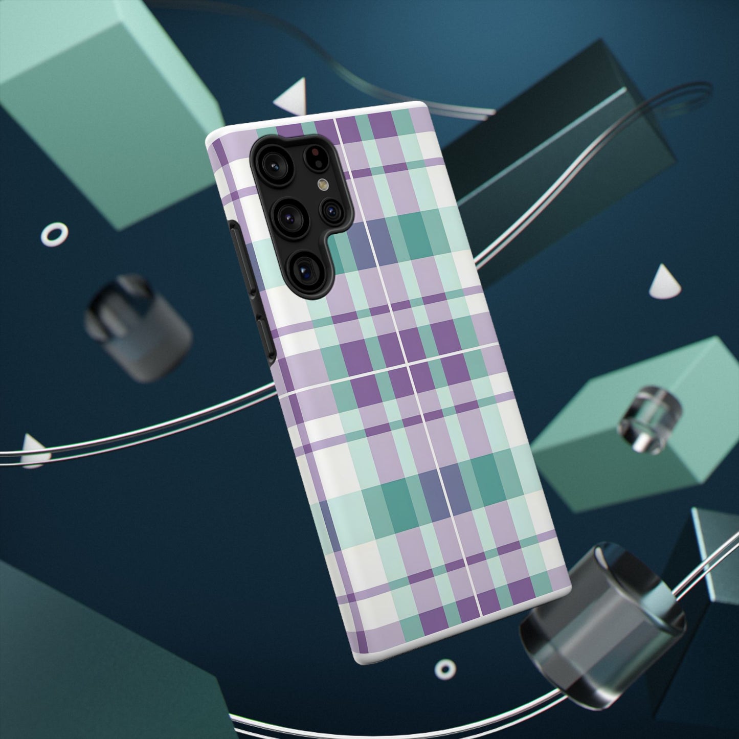 Impact-Resistant Phone Case - Spring Plaid Purple