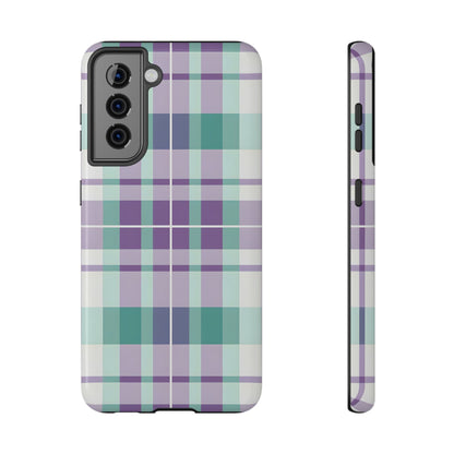 Impact-Resistant Phone Case - Spring Plaid Purple