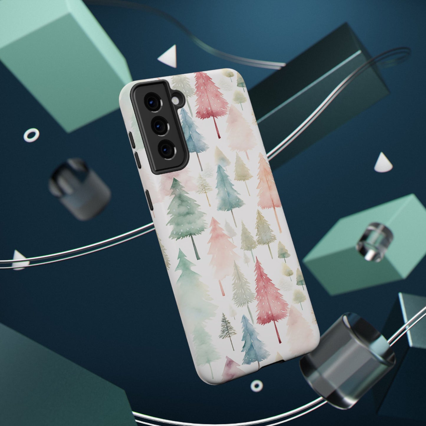 Watercolor Christmas Trees Impact-Resistant Phone Case