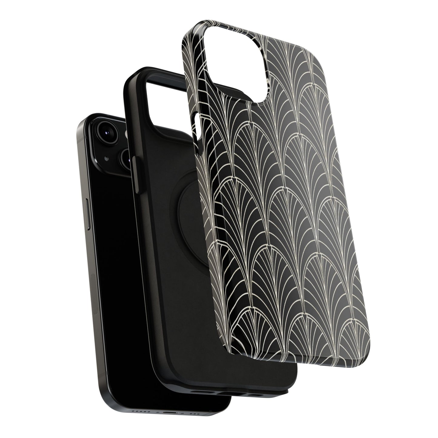 Impact-Resistant Phone Case- Art Deco Black Beige