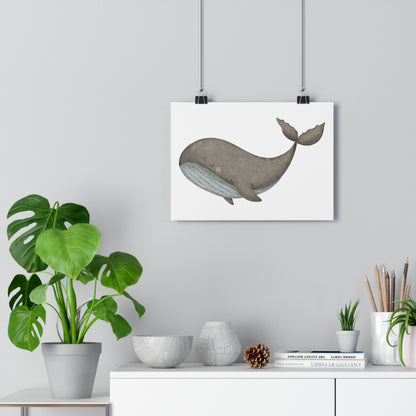 Giclée Art Print Watercolor Dreams Whale Blue Grey