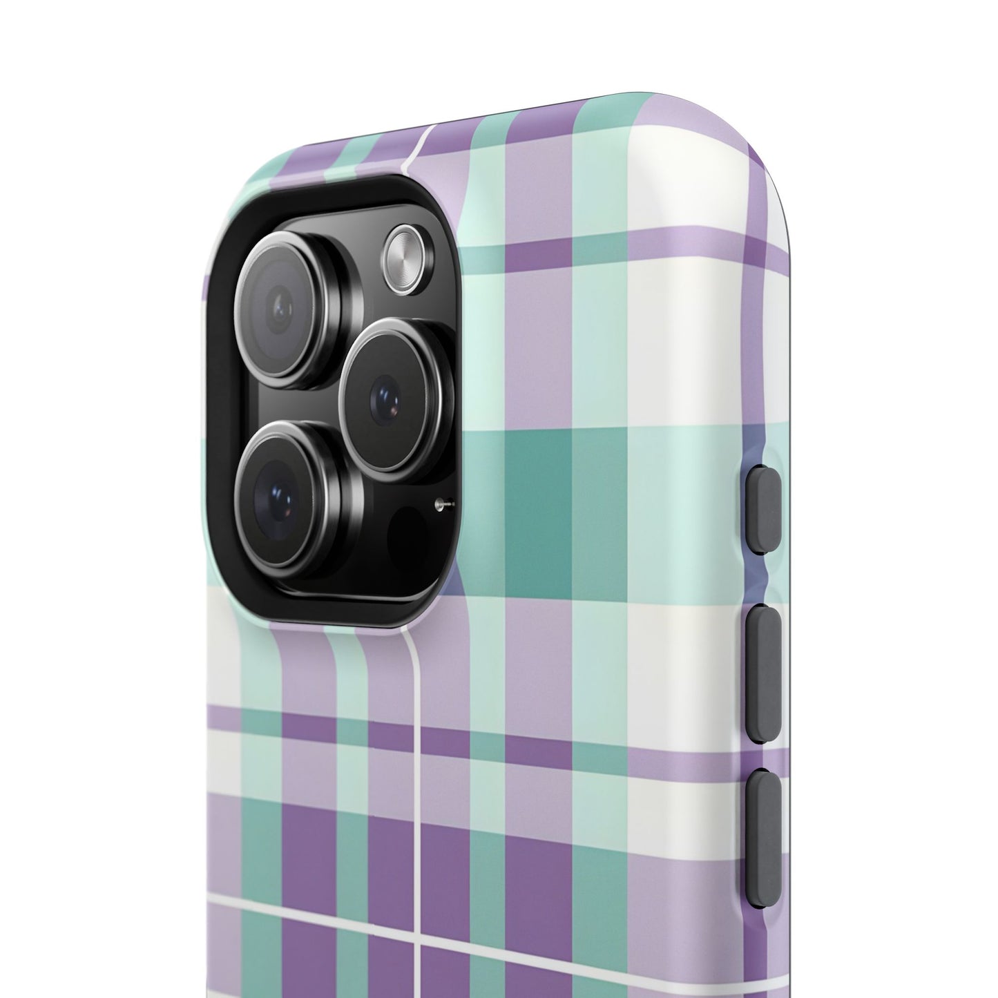 Impact-Resistant Phone Case - Spring Plaid Purple