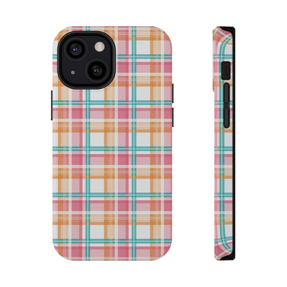 Impact-Resistant Phone Case - Summer Plaid Pink