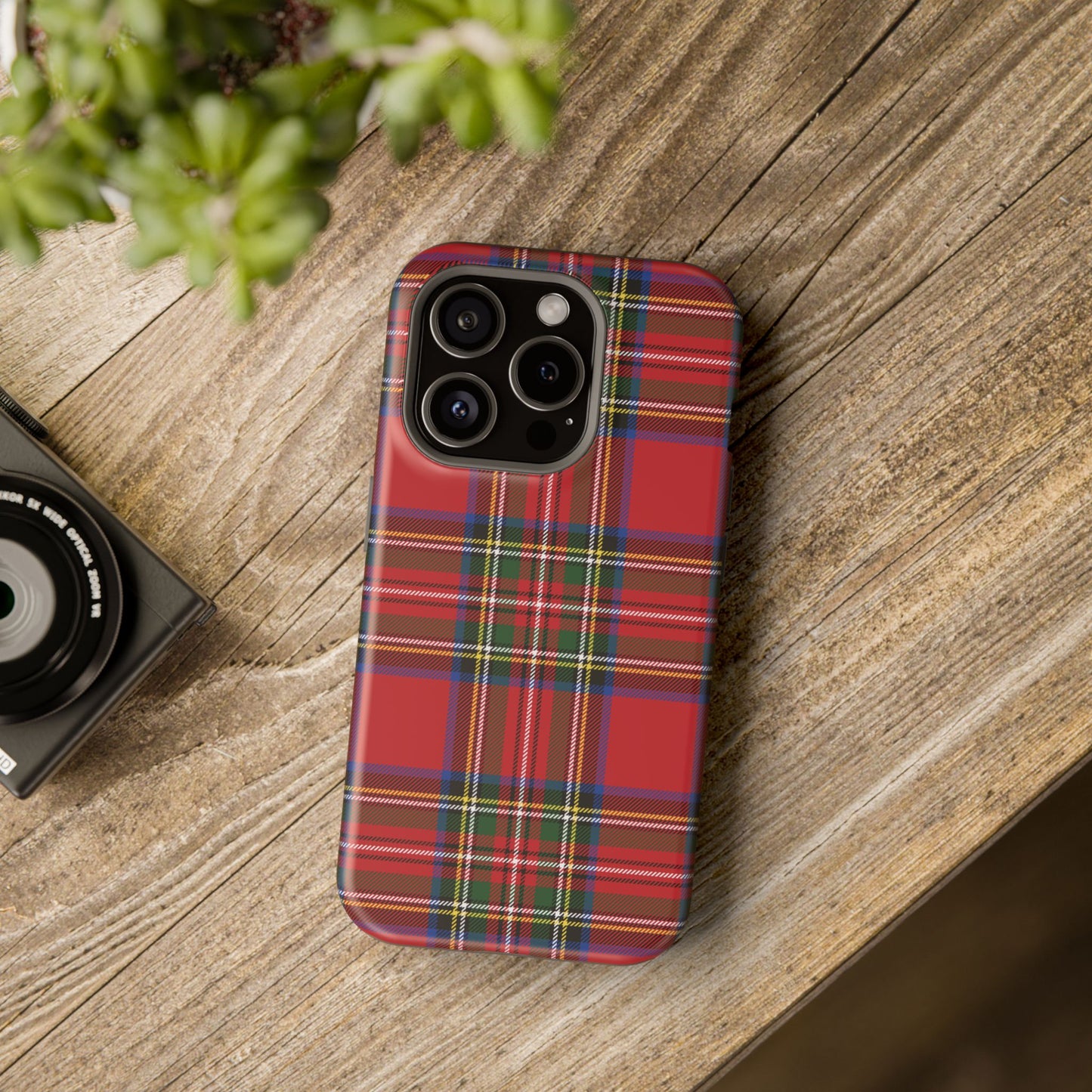 Impact-Resistant Phone Case-Holiday Tartan Plaid Red