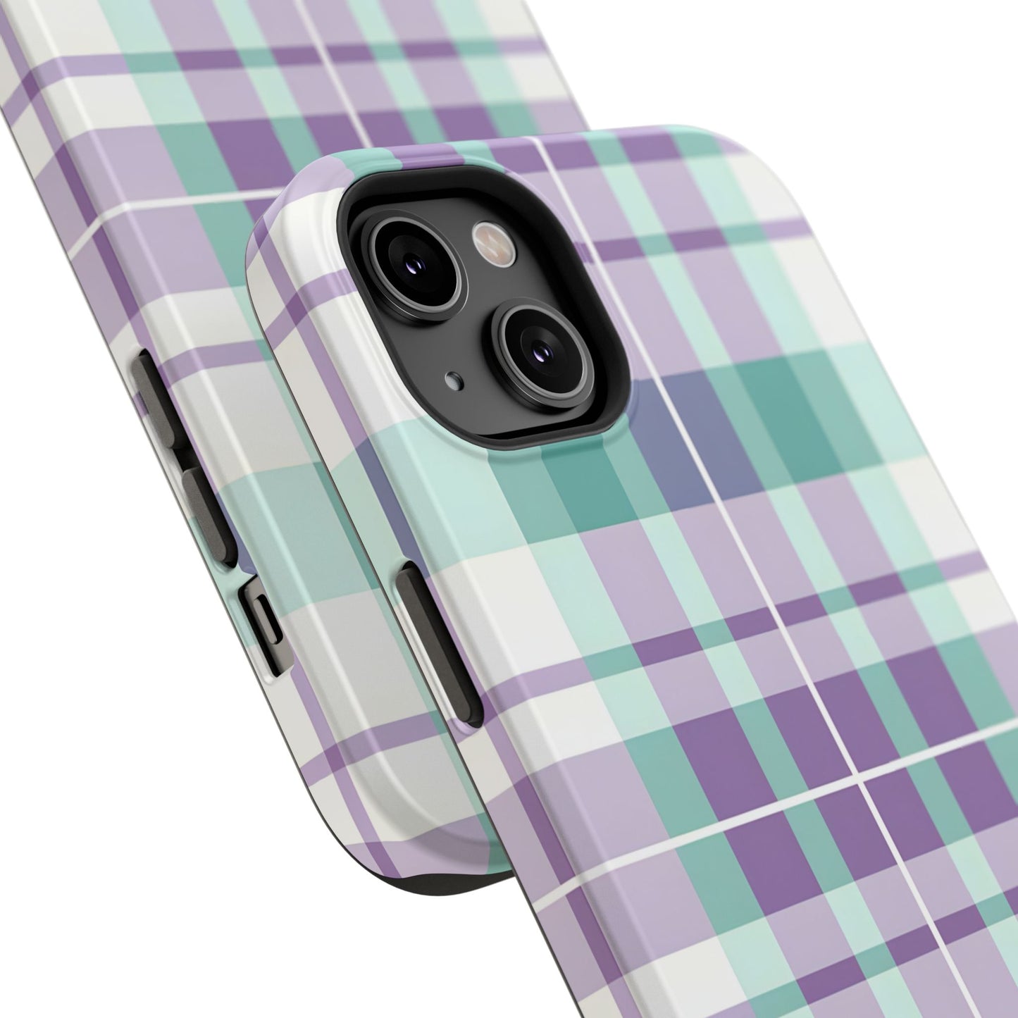 Impact-Resistant Phone Case - Spring Plaid Purple