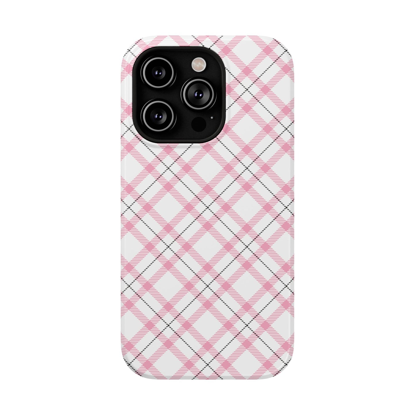 Impact-Resistant Phone Case - Pink Black Plaid