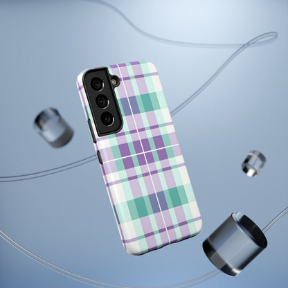 Impact-Resistant Phone Case - Spring Plaid Purple