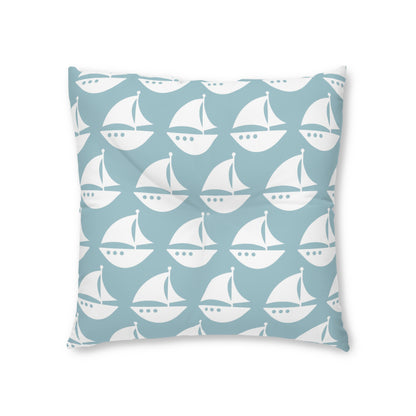 Tufted Floor Pillow, Square Beach Baby Sailboat Chevron