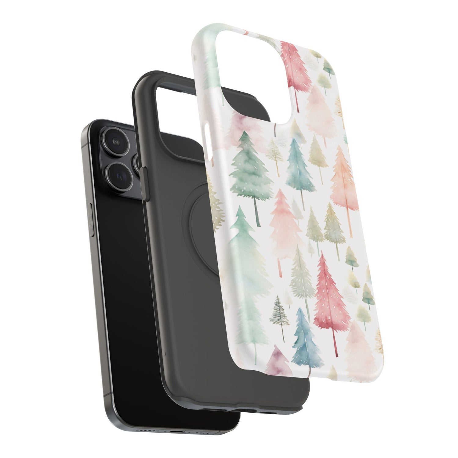 Watercolor Christmas Trees Impact-Resistant Phone Case, iPhone, Samsung