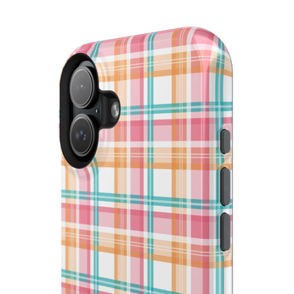 Impact-Resistant Phone Case - Summer Plaid Pink