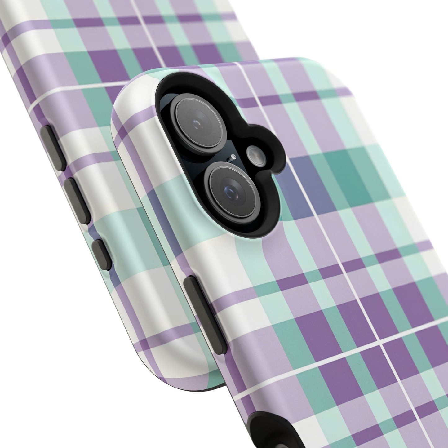 Impact-Resistant Phone Case - Spring Plaid Purple