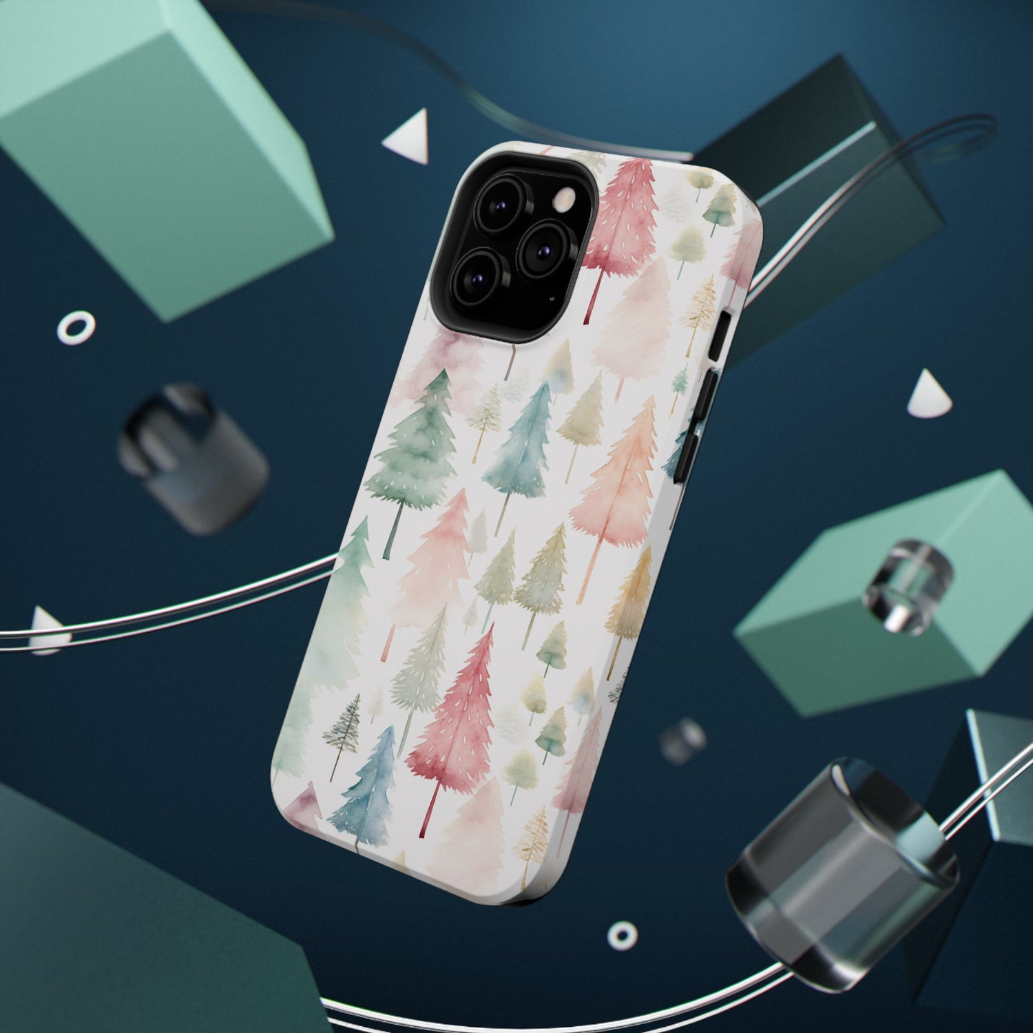 Watercolor Christmas Trees Impact-Resistant Phone Case, iPhone, Samsung