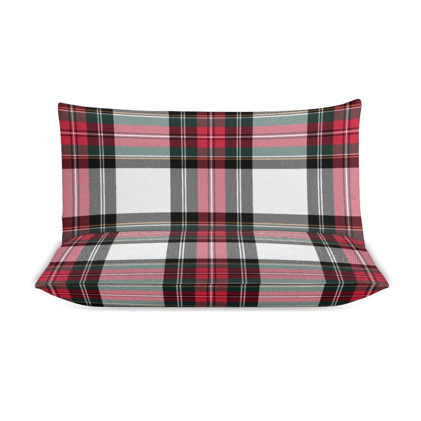 Christmas Tartan Plaid 3-Piece Bedding Set-86"×70" Twin Duvet Cover Set