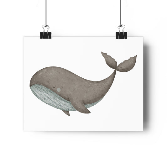 Giclée Art Print Watercolor Dreams Whale Blue Grey