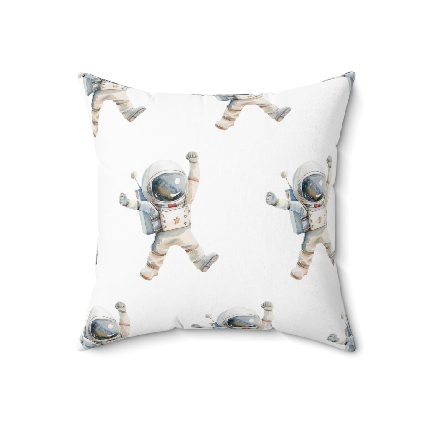 Spun Polyester Square Pillow with Removable Cover Watercolor Astronaut