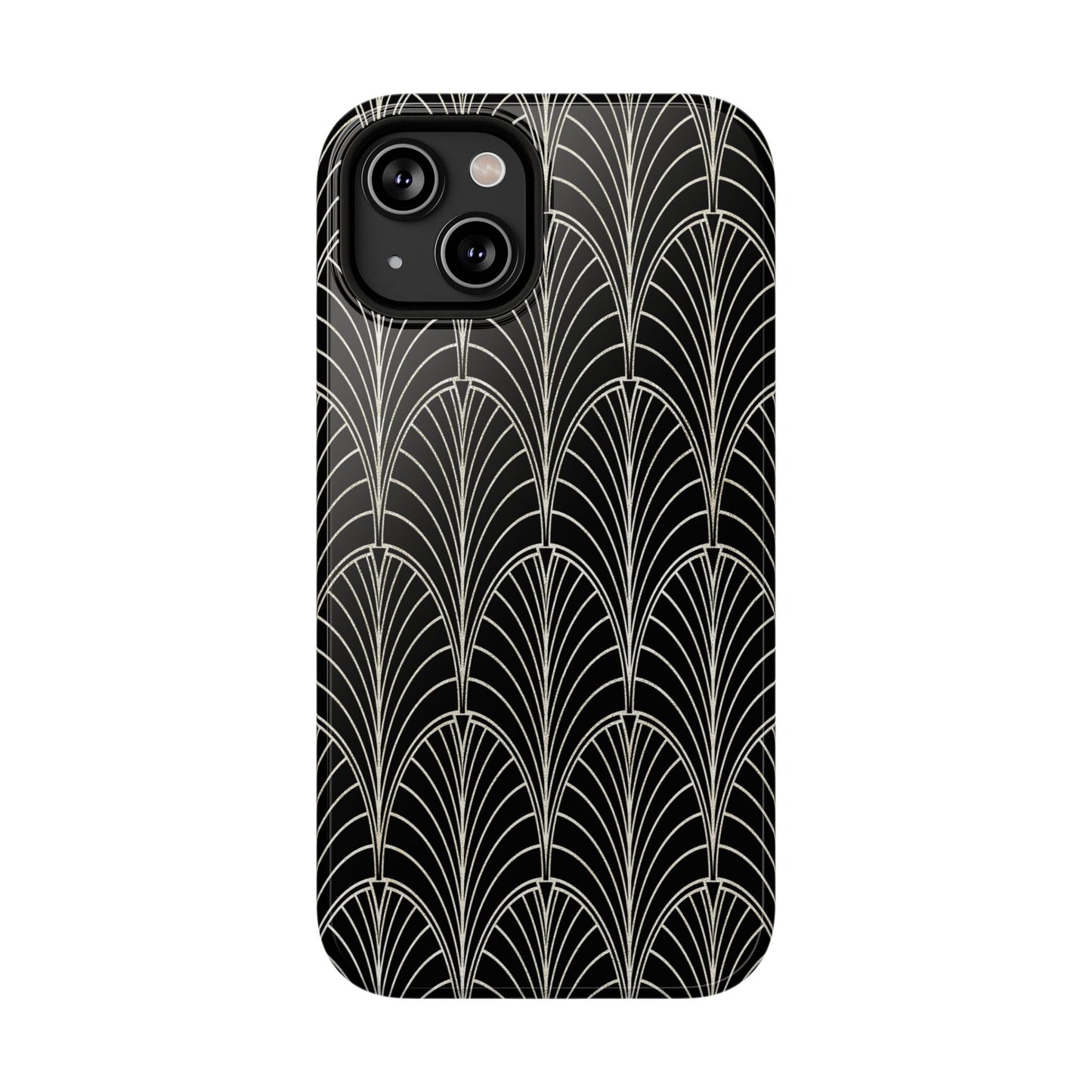 Impact-Resistant Phone Case- Art Deco Black Beige