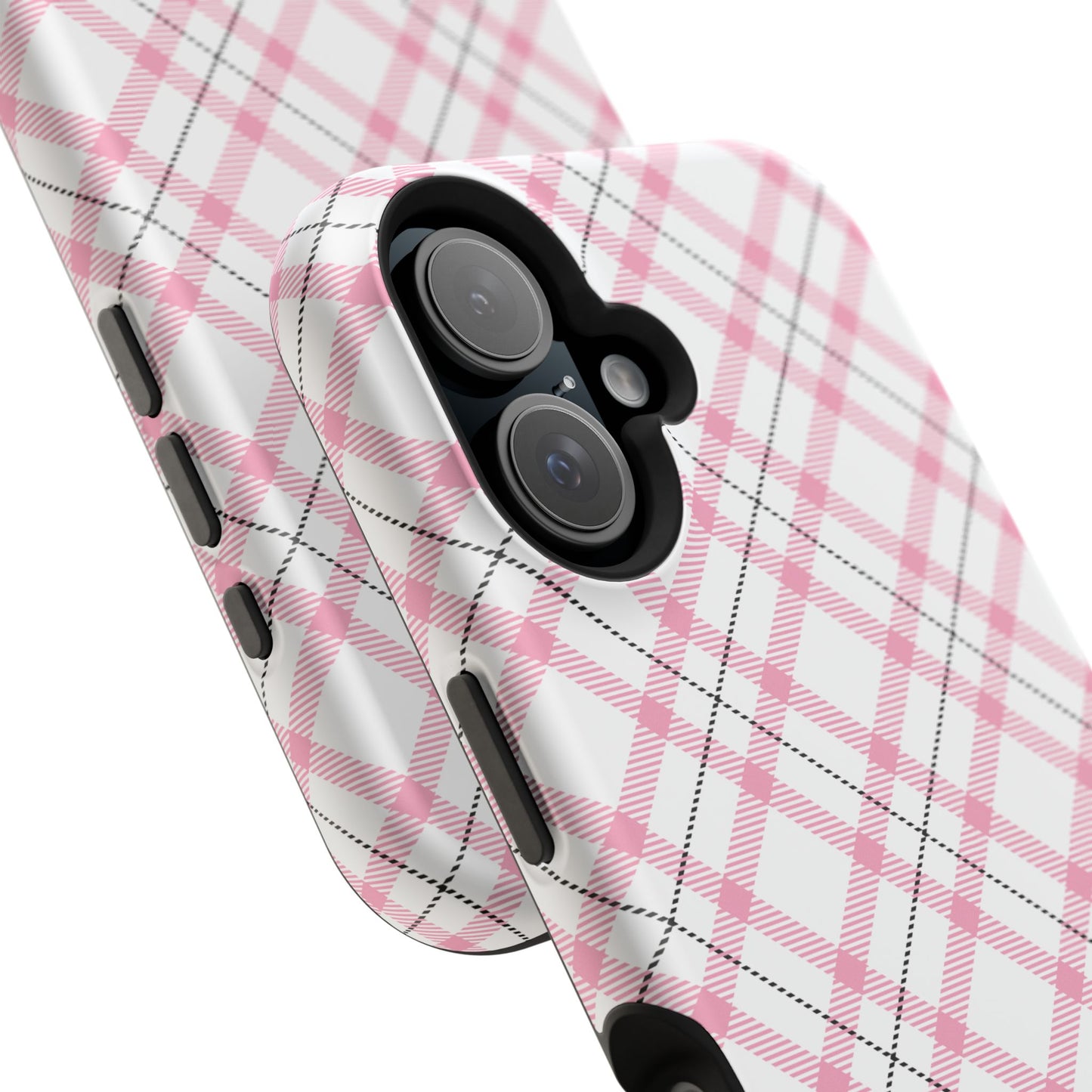 Impact-Resistant Phone Case - Pink Black Plaid