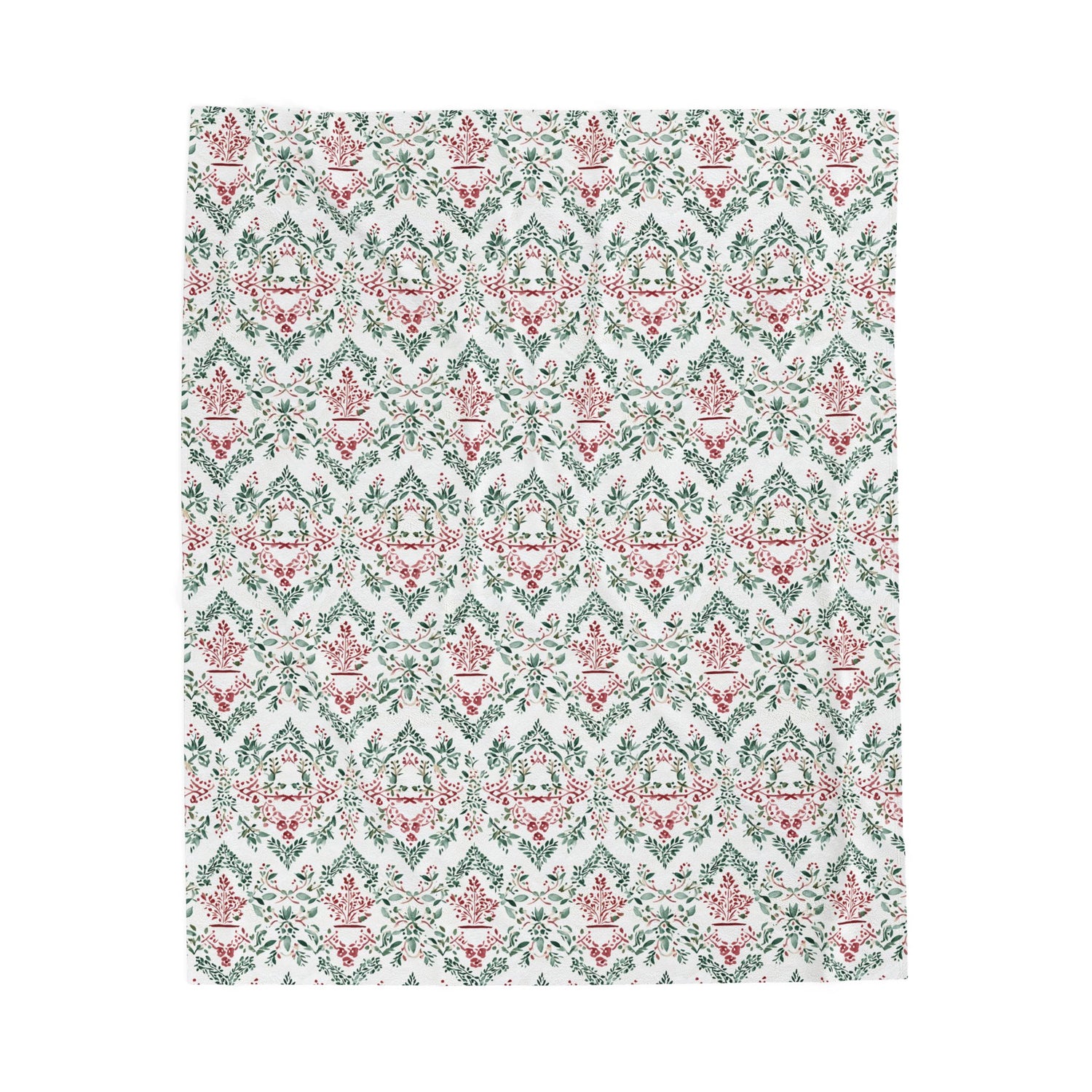 Festive Red and Green Cozy Velveteen Plush Blanket