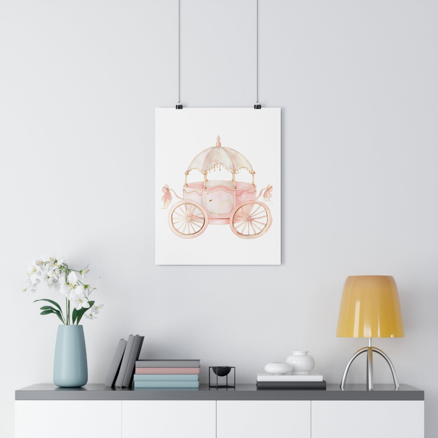 Giclée Art Print Watercolor Pink Princess Carriage