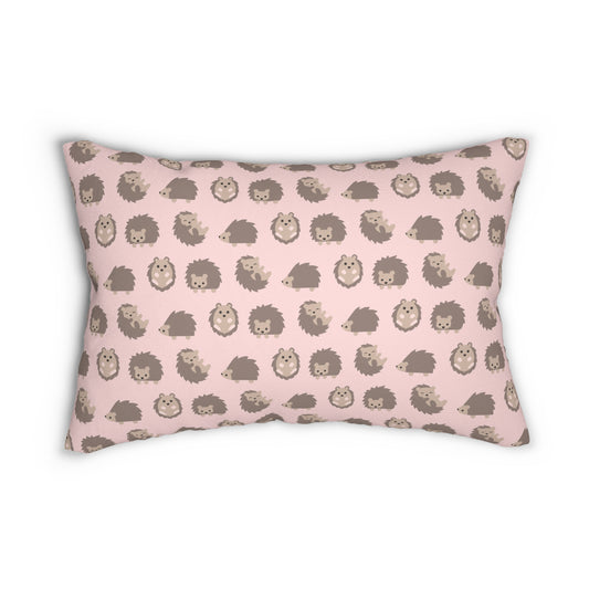 Spun Polyester Lumbar Pillow with Removable Cover Hedgehog Playdate Pink