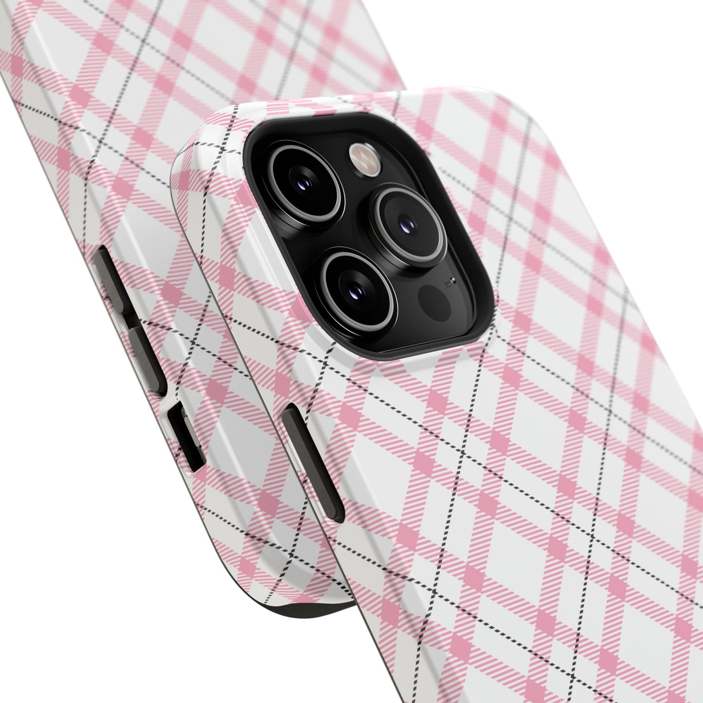 Impact-Resistant Phone Case - Pink Black Plaid