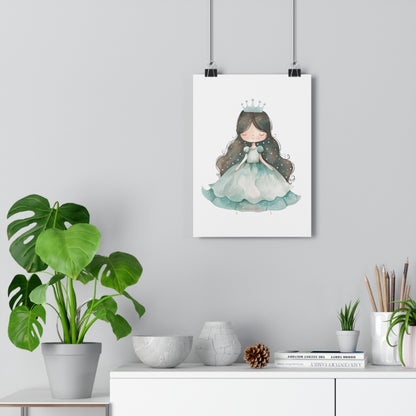 Giclée Art Print Watercolor Teal Princess 2