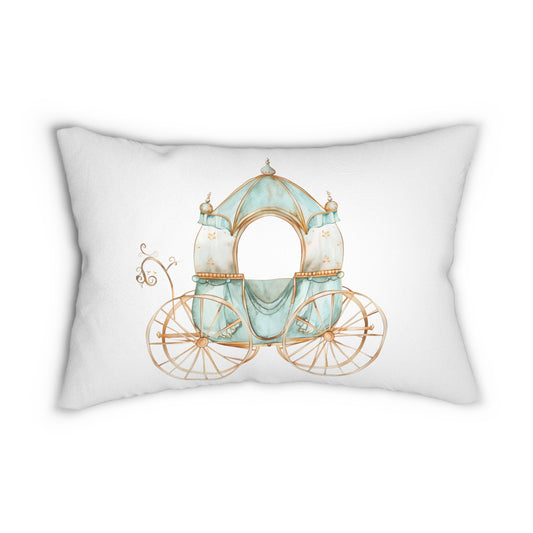 Spun Polyester Lumbar Pillow with Removable Cover Teal Princess Carriage Canopy Bed