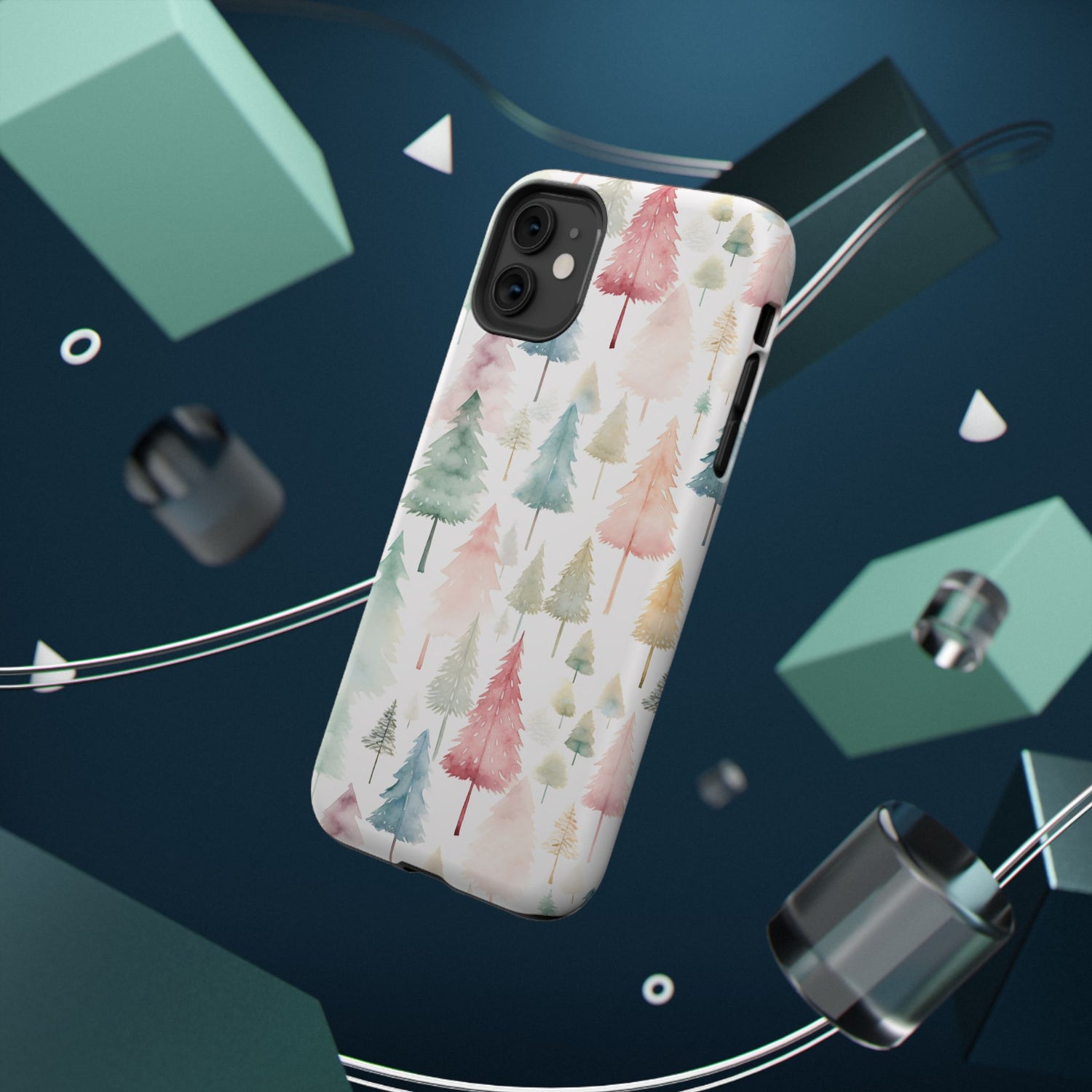 Watercolor Christmas Trees Impact-Resistant Phone Case, iPhone, Samsung