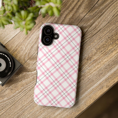 Impact-Resistant Phone Case - Pink Black Plaid