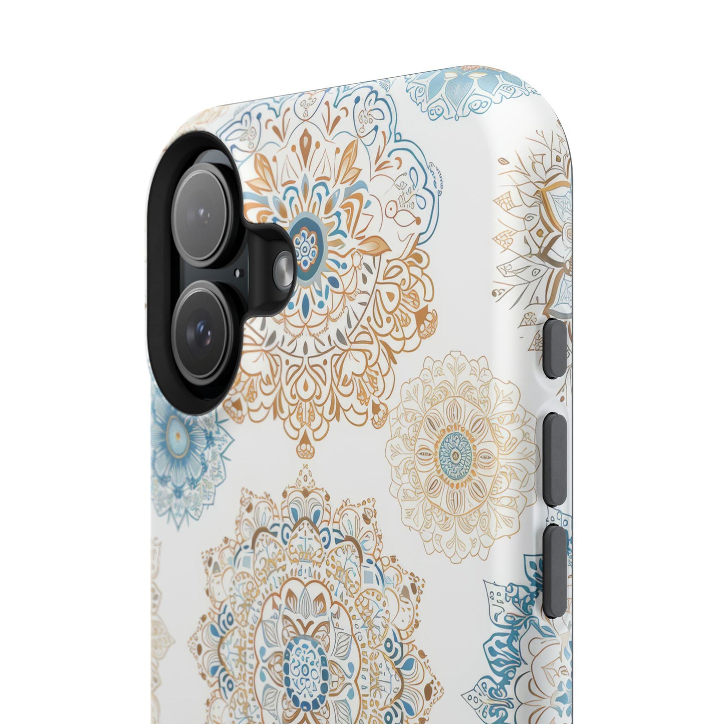 Impact-Resistant Cases, Blue Gold Boho Fun