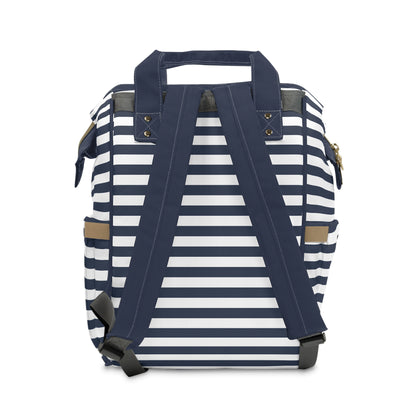 Nautical Stipe Multifunctional Diaper Backpack-Navy