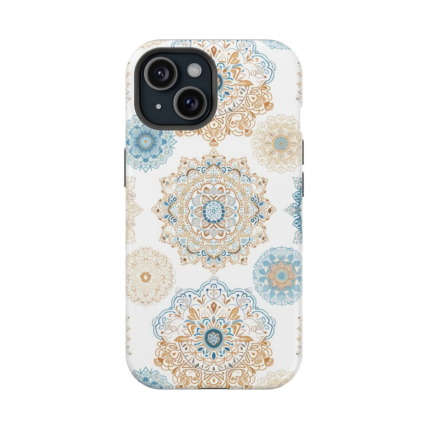 Impact-Resistant Cases, Blue Gold Boho Fun