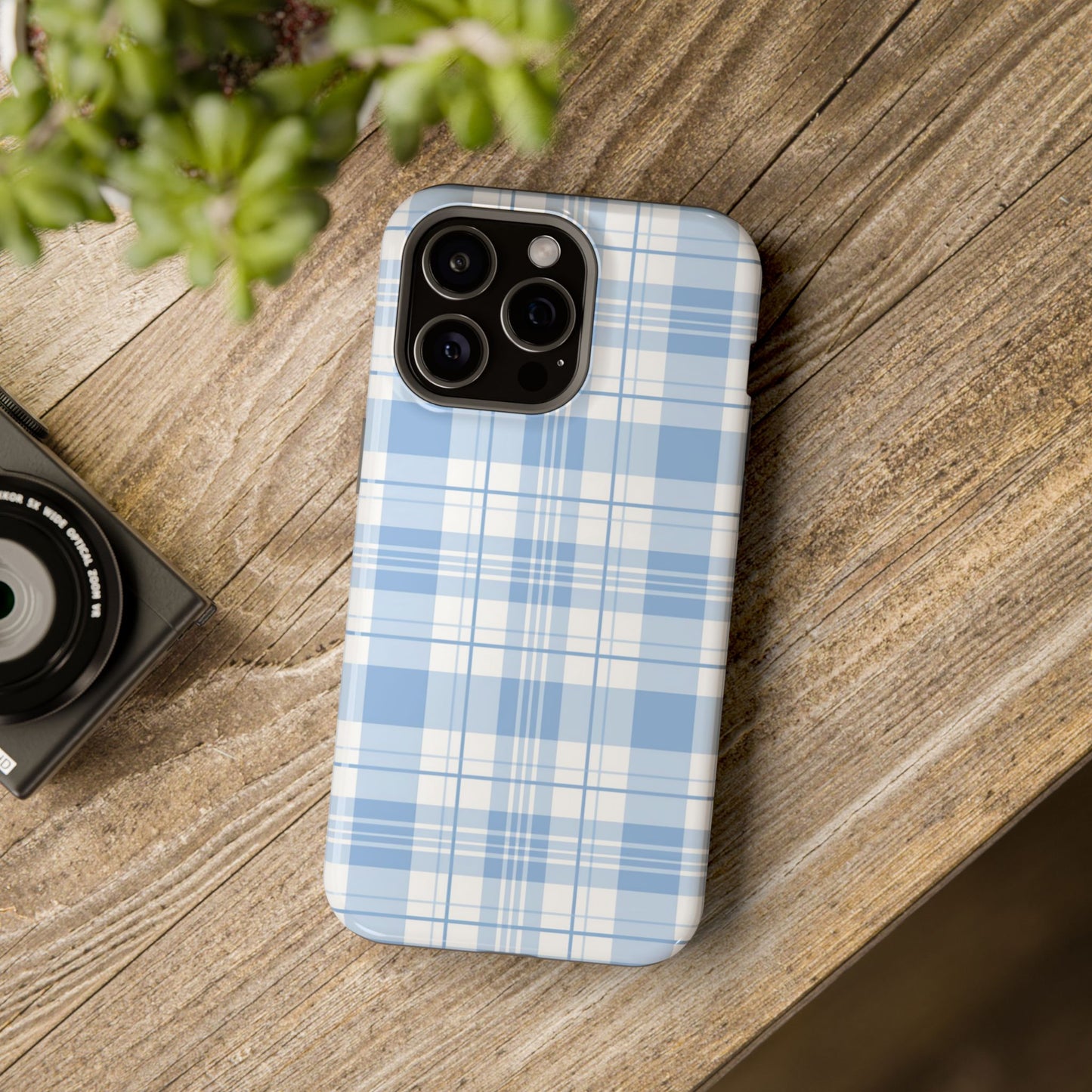 Impact-Resistant Phone Case - Easter Plaid Blue