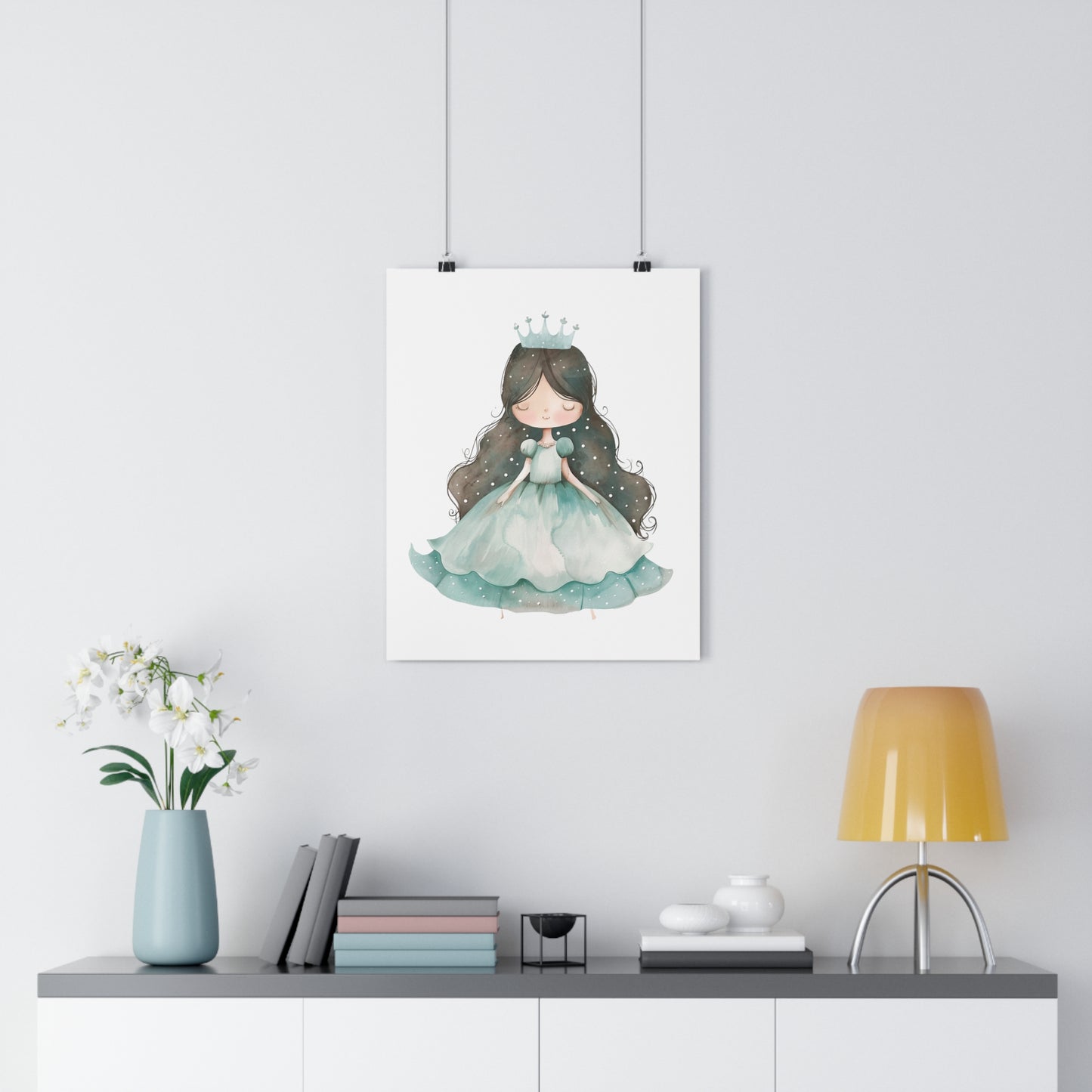 Giclée Art Print Watercolor Teal Princess 2