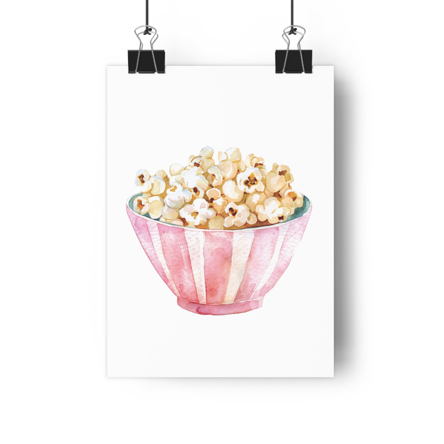 Giclée Art Print Watercolor Pink Pajama Party Popcorn