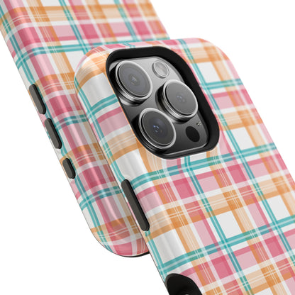 Impact-Resistant Phone Case - Summer Plaid Pink