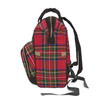 Holiday Red Tartan Plaid Multifunctional Backpack