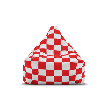 Red and White Checkerboard Bean Bag Chair Cover