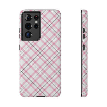 Impact-Resistant Phone Case - Pink Black Plaid