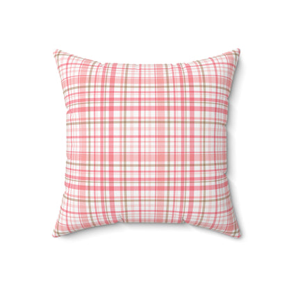 Spun Polyester Square Pillow with Removable Cover Hedgehog Playdate Plaid Polka Dots