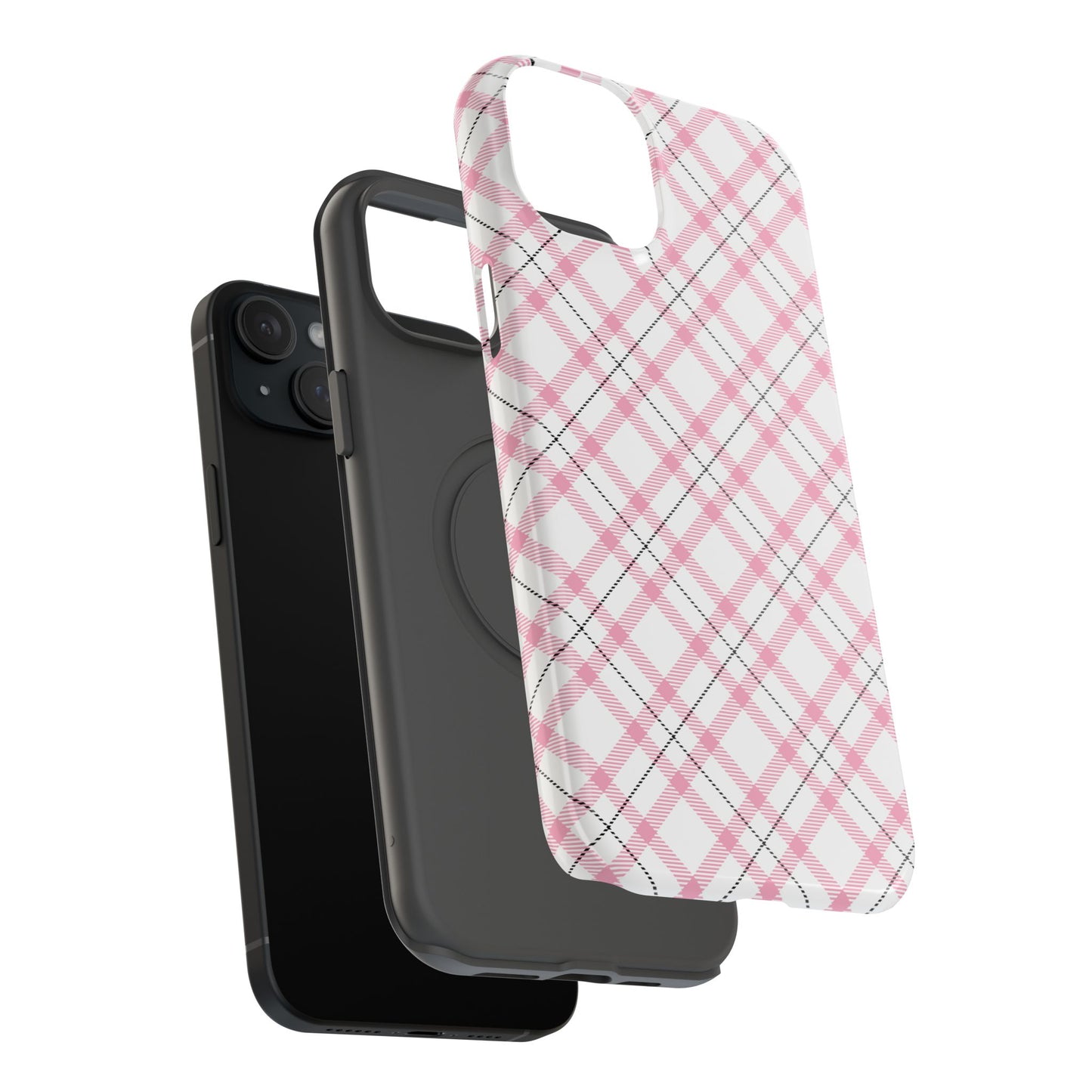 Impact-Resistant Phone Case - Pink Black Plaid