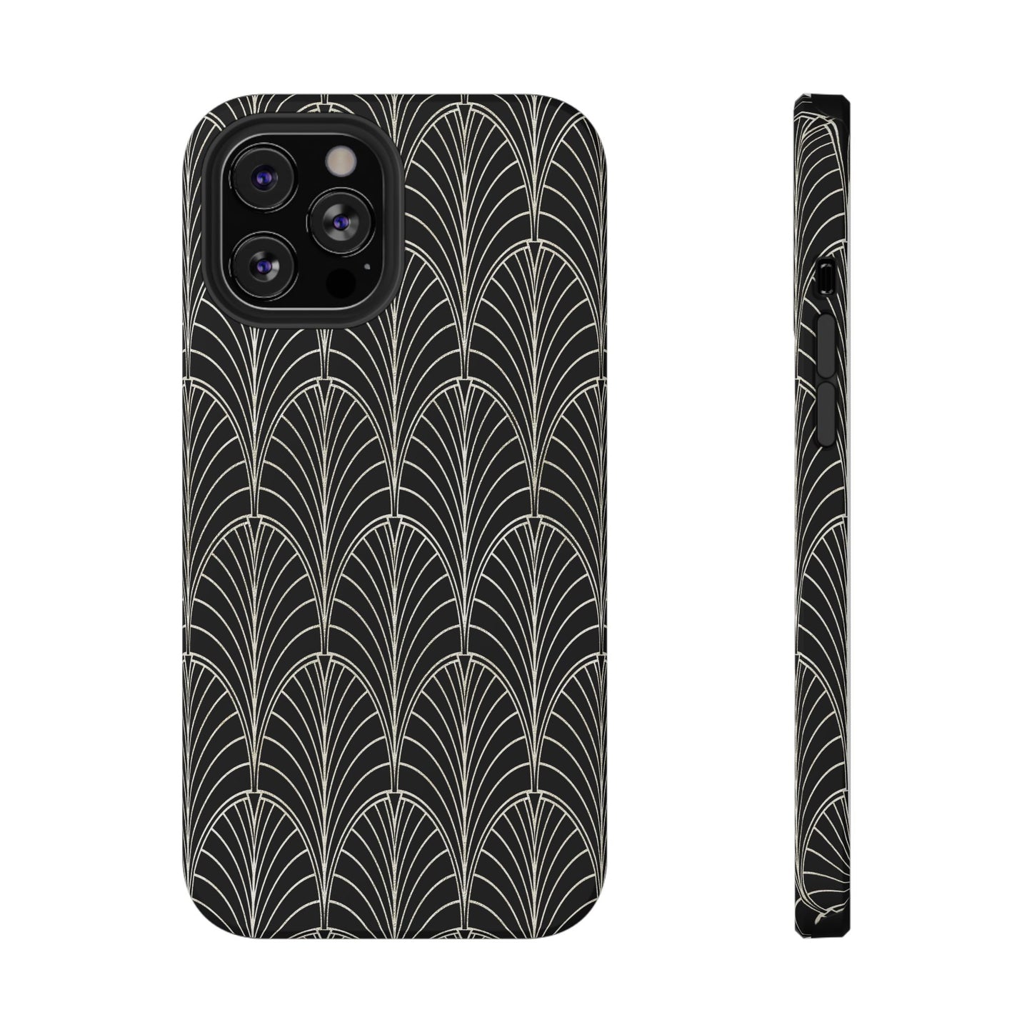 Impact-Resistant Phone Case- Art Deco Black Beige